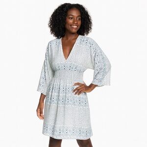 NWT Roxy White 'Free Mind Temple' Kimono Sleeve V-Neck Floral Mini Dress - XS